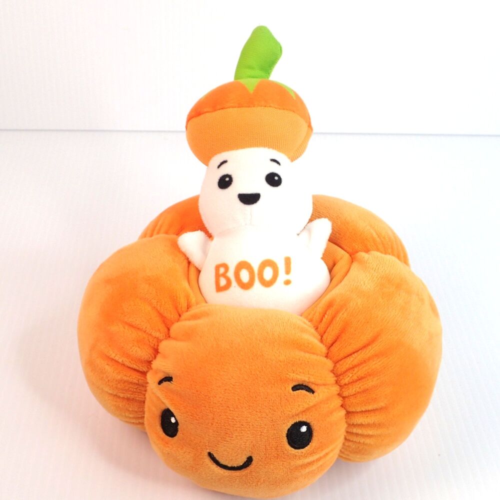 American Greetings Pumpkin Peek A Boo Ghost Plush Stuffed Doll Halloween Cute 8"